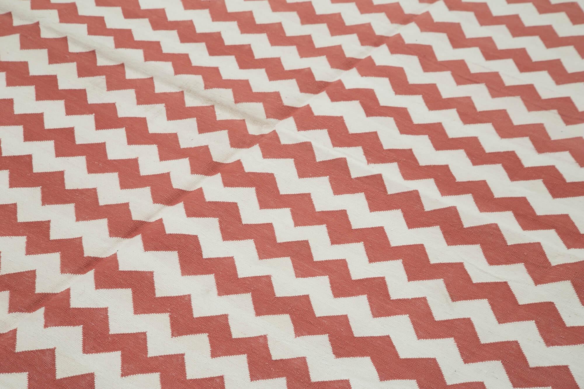 Geometric Duri Kırmızı Geometrik Pamuk Yün El Dokuma Halısı 238x300 Agacan
