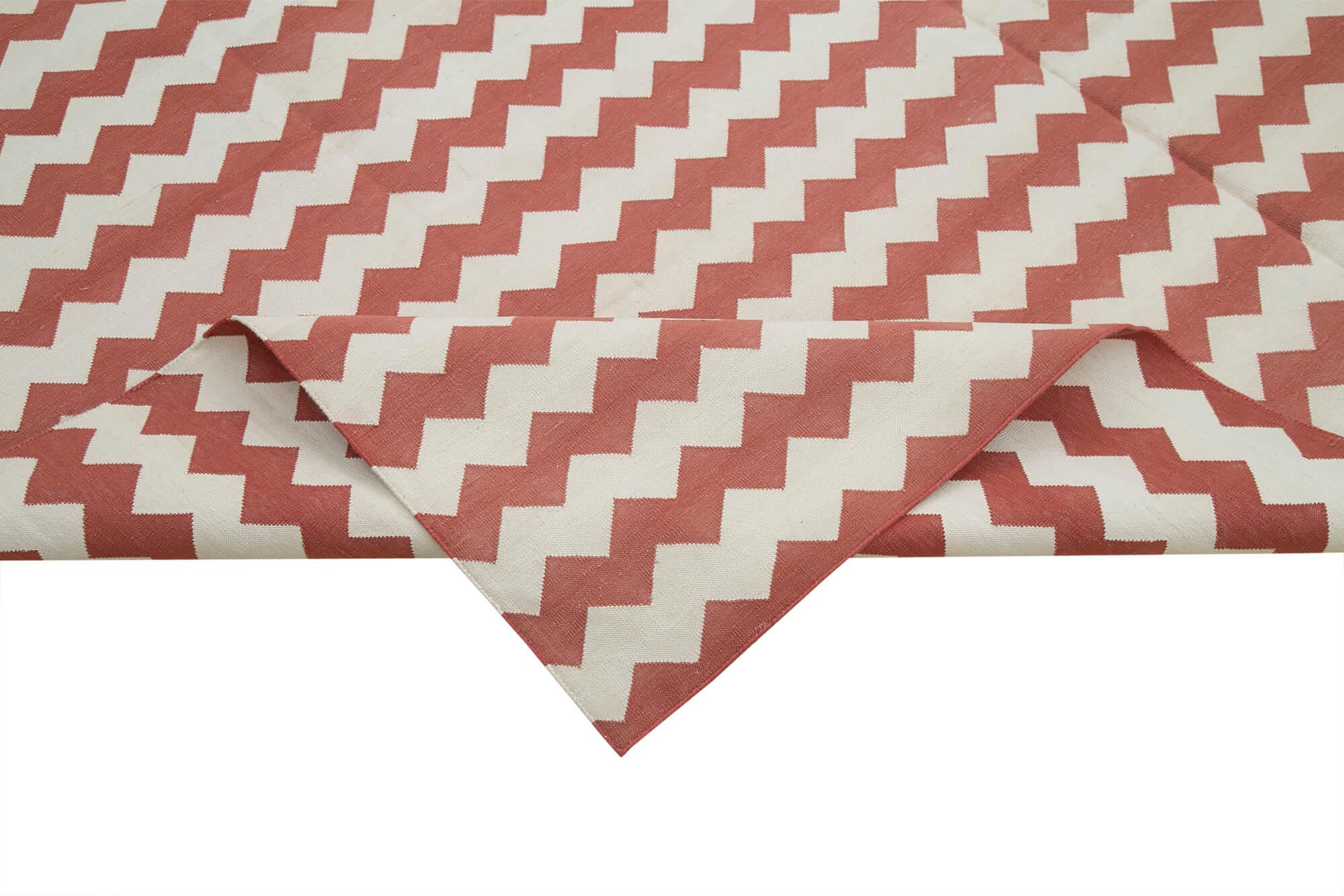 Geometric Duri Kırmızı Geometrik Pamuk Yün El Dokuma Halısı 238x300 Agacan