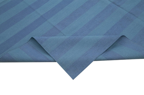 Geometric Duri Mavi Geometrik Pamuk Yün El Dokuma Halısı 242x306 Agacan