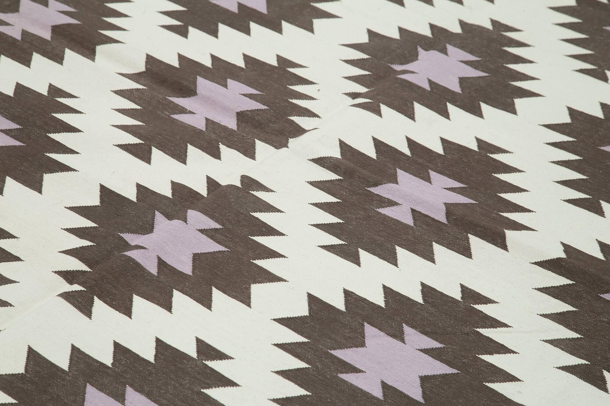 Geometric Duri Kahverengi Geometrik Pamuk Yün El Dokuma Halısı 246x296 Agacan