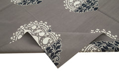 Geometric Duri Gri Geometrik Pamuk Yün El Dokuma Halısı 245x302 Agacan