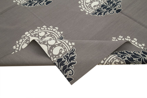 Geometric Duri Gri Geometrik Pamuk Yün El Dokuma Halısı 245x302 Agacan