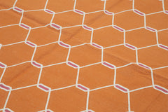 Geometric Duri Turuncu Geometrik Pamuk Yün El Dokuma Halısı 247x295 Agacan