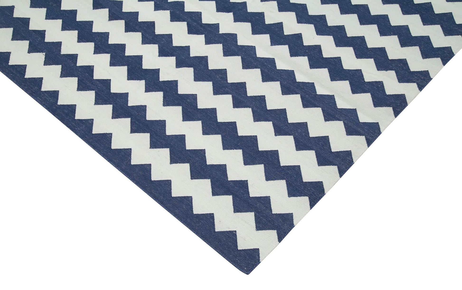 Geometric Duri Mavi Geometrik Pamuk Yün El Dokuma Halısı 240x292 Agacan