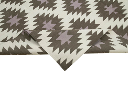 Geometric Duri Kahverengi Geometrik Pamuk Yün El Dokuma Halısı 242x300 Agacan