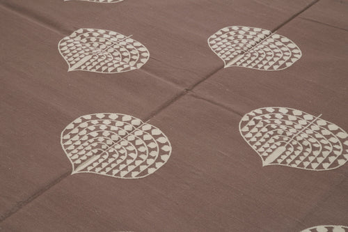 Geometric Duri Kahverengi Geometrik Pamuk Yün El Dokuma Halısı 244x302 Agacan