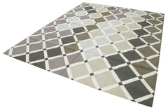 Geometric Duri Kahverengi Geometrik Pamuk Yün El Dokuma Halısı 240x305 Agacan