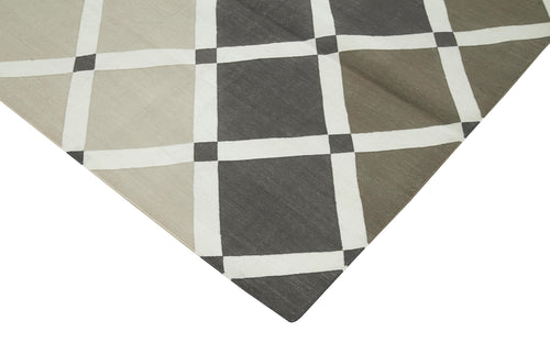 Geometric Duri Kahverengi Geometrik Pamuk Yün El Dokuma Halısı 240x305 Agacan