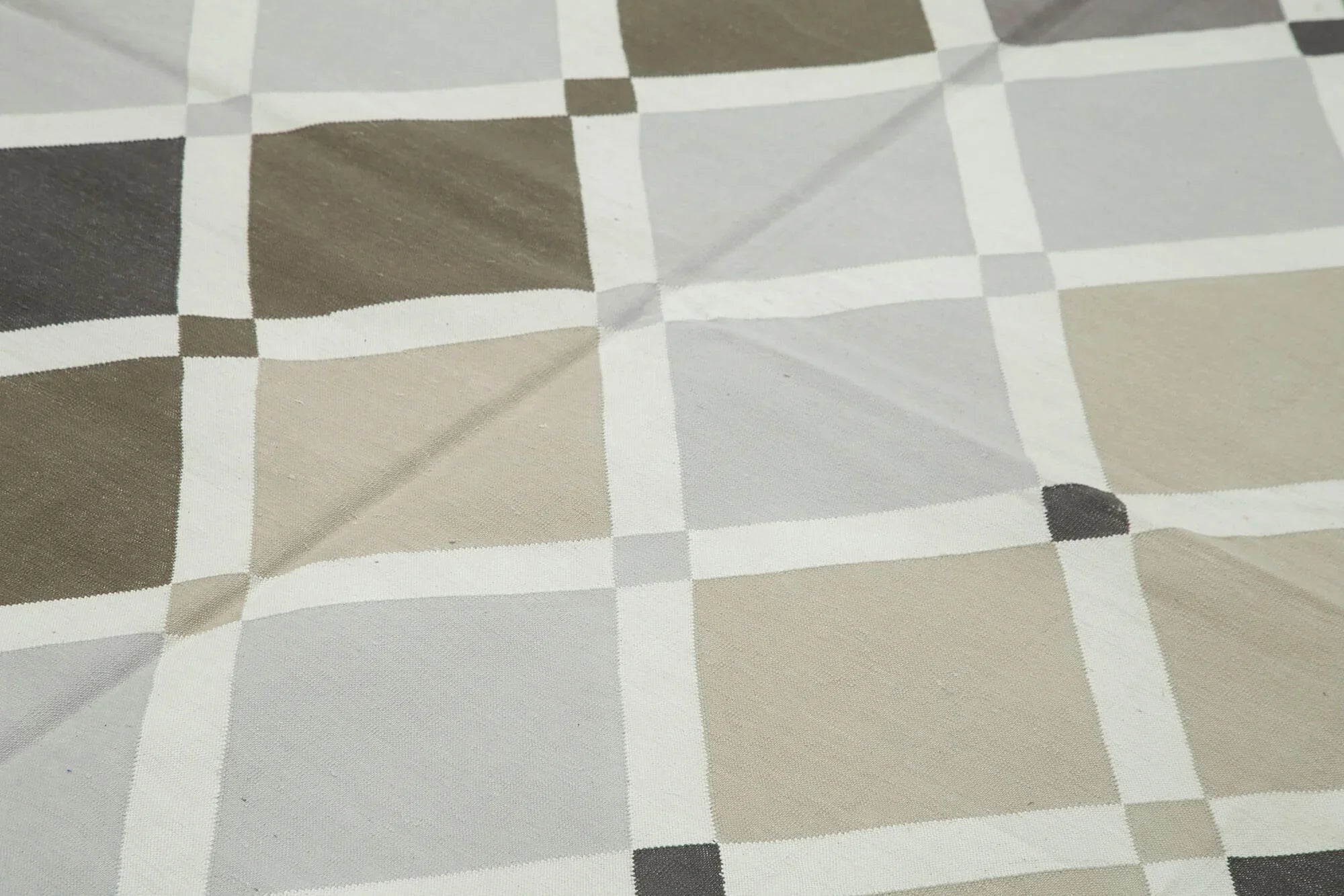 Geometric Duri Kahverengi Geometrik Pamuk Yün El Dokuma Halısı 240x305 Agacan
