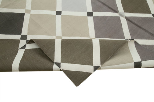 Geometric Duri Kahverengi Geometrik Pamuk Yün El Dokuma Halısı 240x305 Agacan