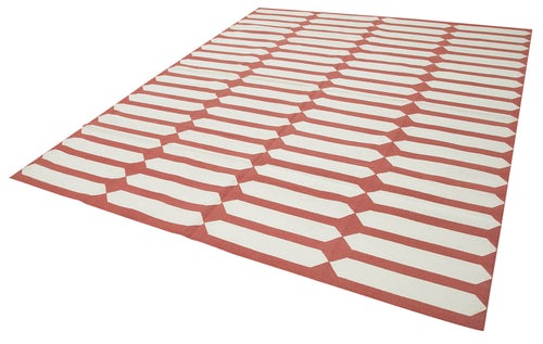 Geometric Duri Kırmızı Geometrik Pamuk Yün El Dokuma Halısı 245x300 Agacan