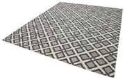 Geometric Duri Gri Geometrik Pamuk Yün El Dokuma Halısı 247x297 Agacan