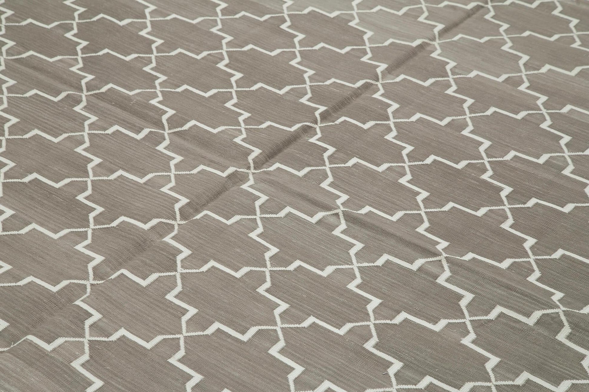 Geometric Duri Gri Geometrik Pamuk Yün El Dokuma Halısı 248x304 Agacan