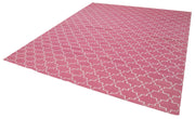 Geometric Duri Pembe Geometrik Pamuk Yün El Dokuma Halısı 247x297 Agacan