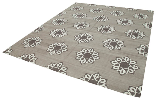 Geometric Duri Kahverengi Geometrik Pamuk Yün El Dokuma Halısı 240x294 Agacan