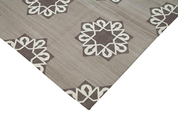 Geometric Duri Kahverengi Geometrik Pamuk Yün El Dokuma Halısı 240x294 Agacan