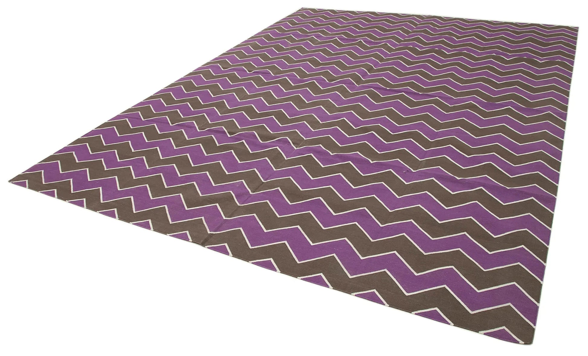 Geometric Duri Mor Geometrik Pamuk Yün El Dokuma Halısı 270x367 Agacan