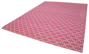 Geometric Duri Pembe Geometrik Pamuk Yün El Dokuma Halısı 277x362 Agacan