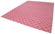 Geometric Duri Pembe Geometrik Pamuk Yün El Dokuma Halısı 275x360 Agacan