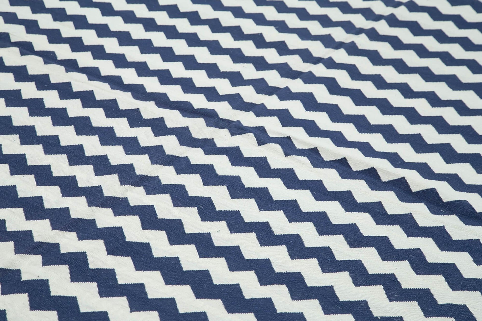 Geometric Duri Mavi Geometrik Pamuk Yün El Dokuma Halısı 272x360 Agacan
