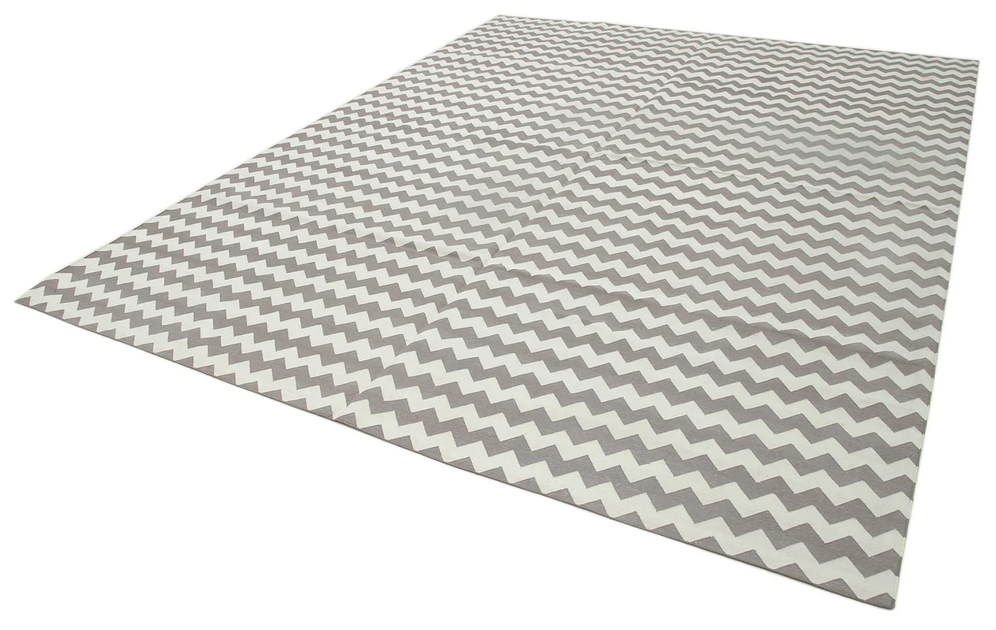 Geometric Duri Kahverengi Geometrik Pamuk Yün El Dokuma Halısı 274x355 Agacan
