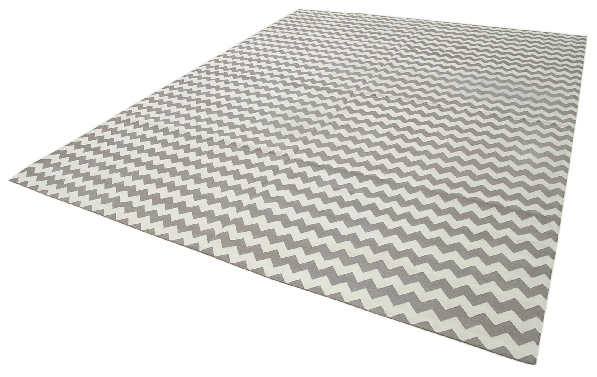 Geometric Duri Kahverengi Geometrik Pamuk Yün El Dokuma Halısı 274x355 Agacan