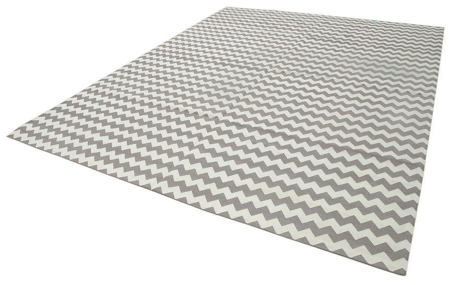 Geometric Duri Kahverengi Geometrik Pamuk Yün El Dokuma Halısı 274x355 Agacan
