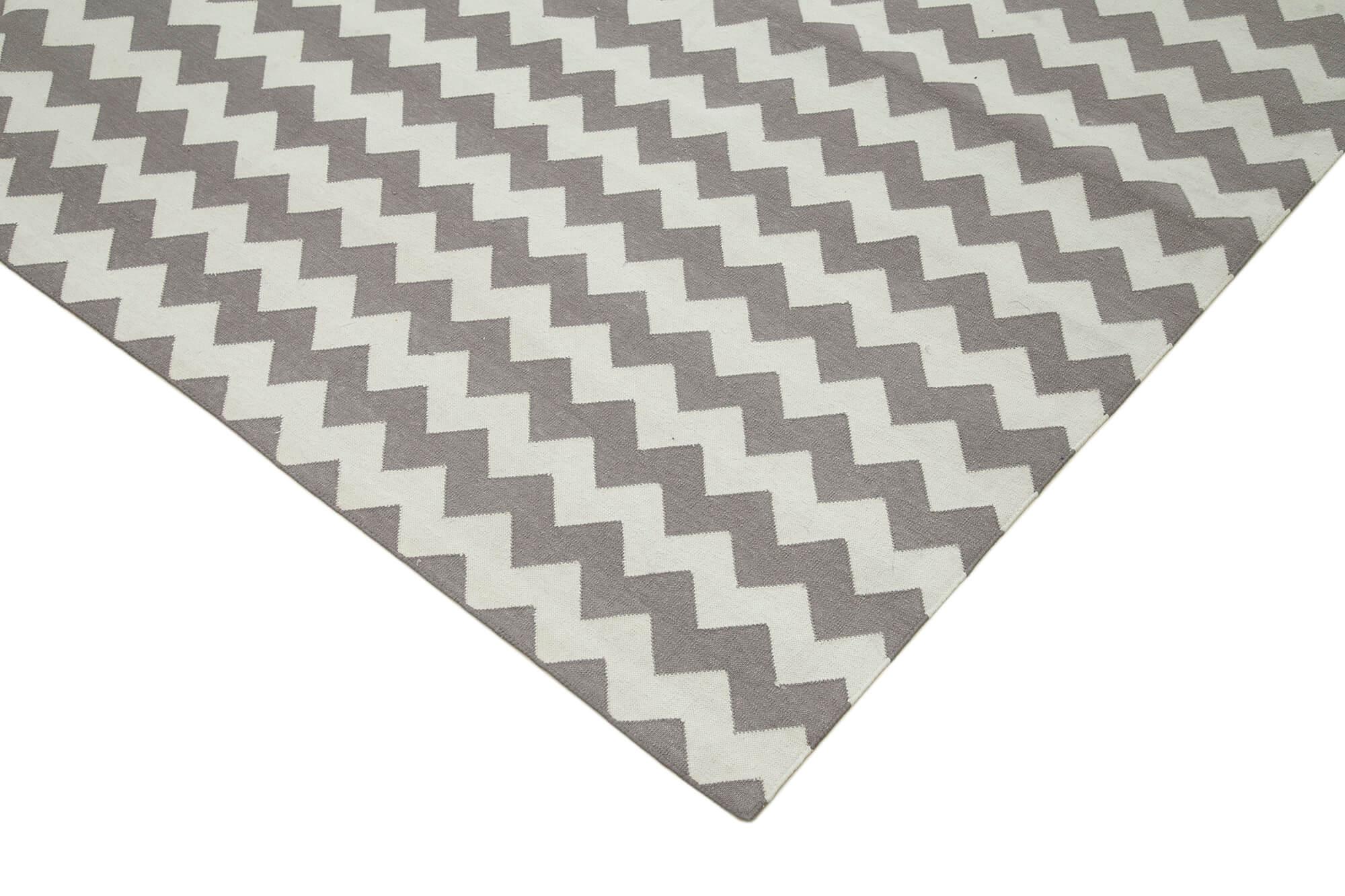Geometric Duri Kahverengi Geometrik Pamuk Yün El Dokuma Halısı 274x355 Agacan