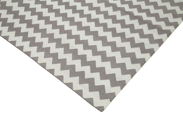 Geometric Duri Kahverengi Geometrik Pamuk Yün El Dokuma Halısı 274x355 Agacan