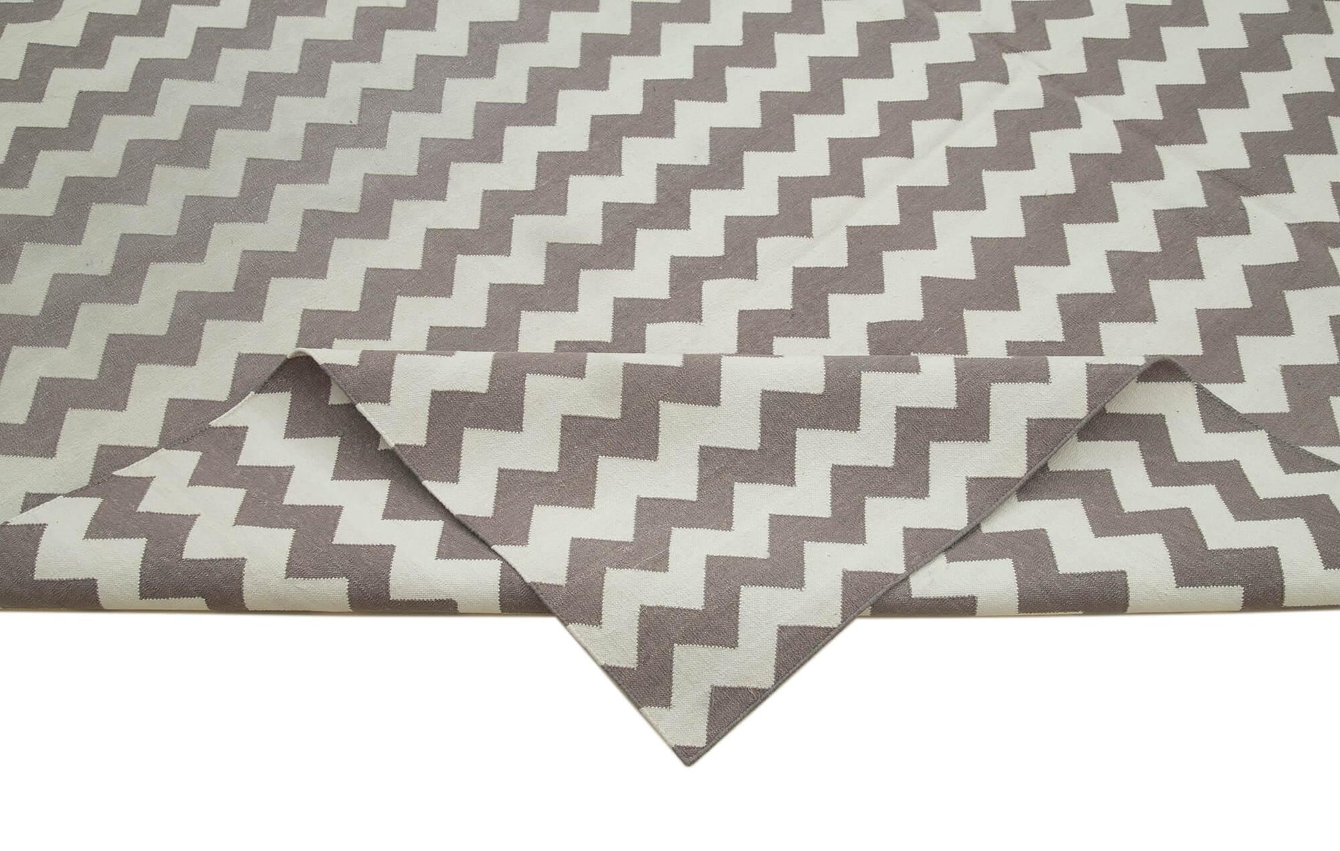 Geometric Duri Kahverengi Geometrik Pamuk Yün El Dokuma Halısı 274x355 Agacan