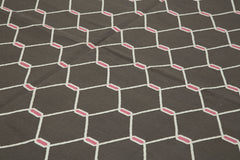 Geometric Duri Kahverengi Geometrik Pamuk Yün El Dokuma Halısı 277x357 Agacan