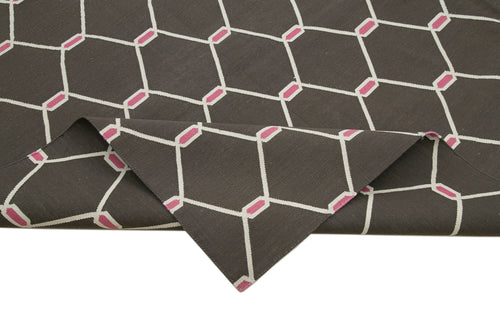 Geometric Duri Kahverengi Geometrik Pamuk Yün El Dokuma Halısı 277x357 Agacan