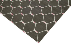 Geometric Duri Kahverengi Geometrik Pamuk Yün El Dokuma Halısı 278x354 Agacan