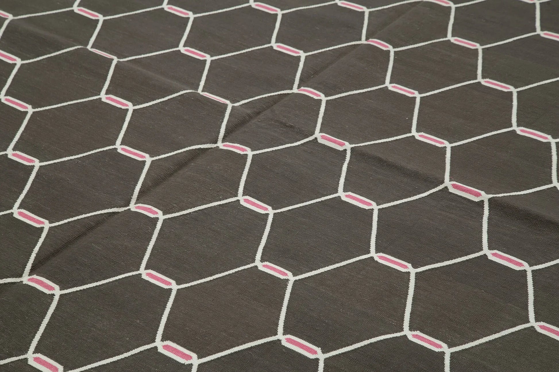 Geometric Duri Kahverengi Geometrik Pamuk Yün El Dokuma Halısı 278x354 Agacan