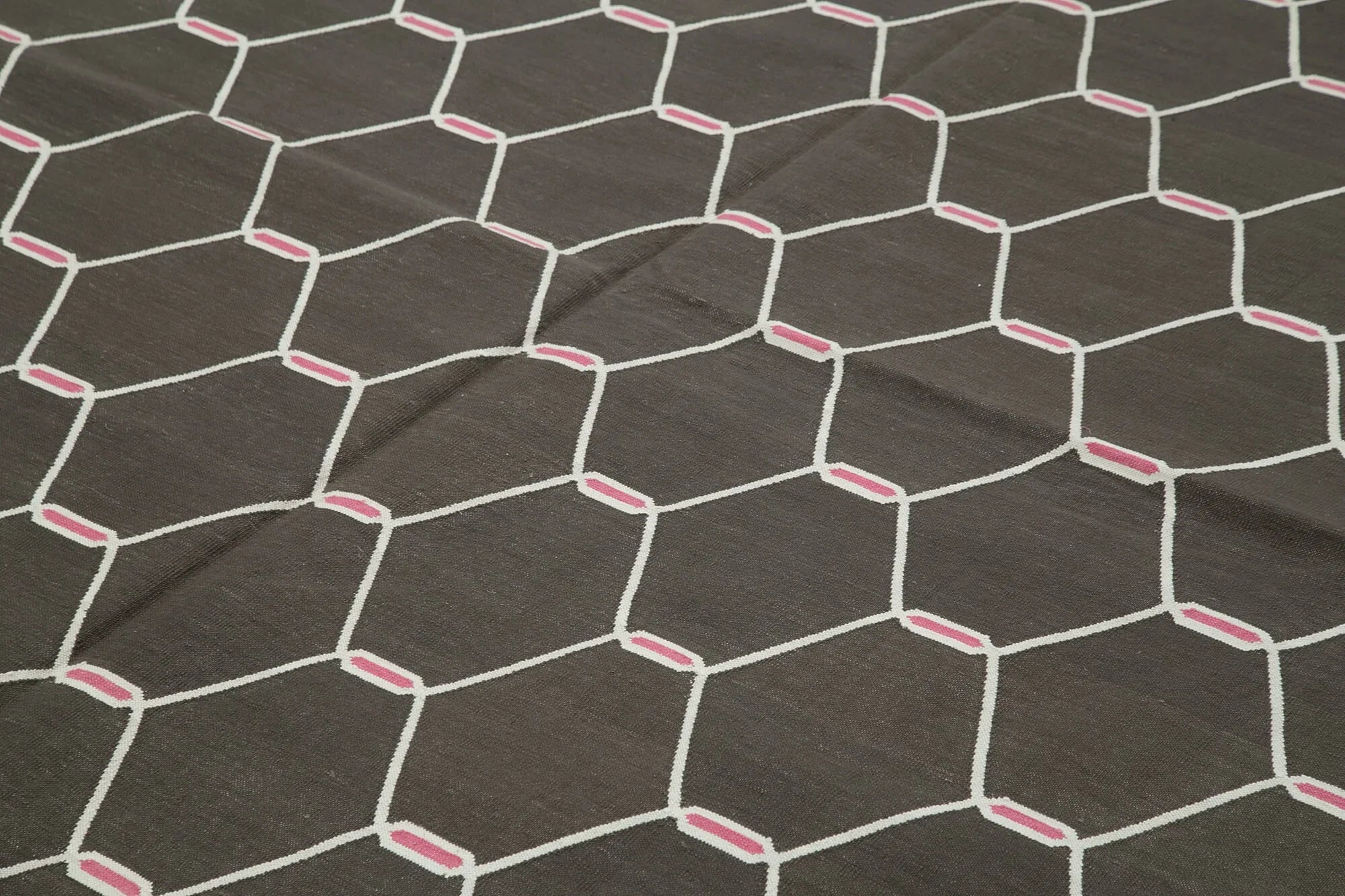 Geometric Duri Kahverengi Geometrik Pamuk Yün El Dokuma Halısı 278x354 Agacan