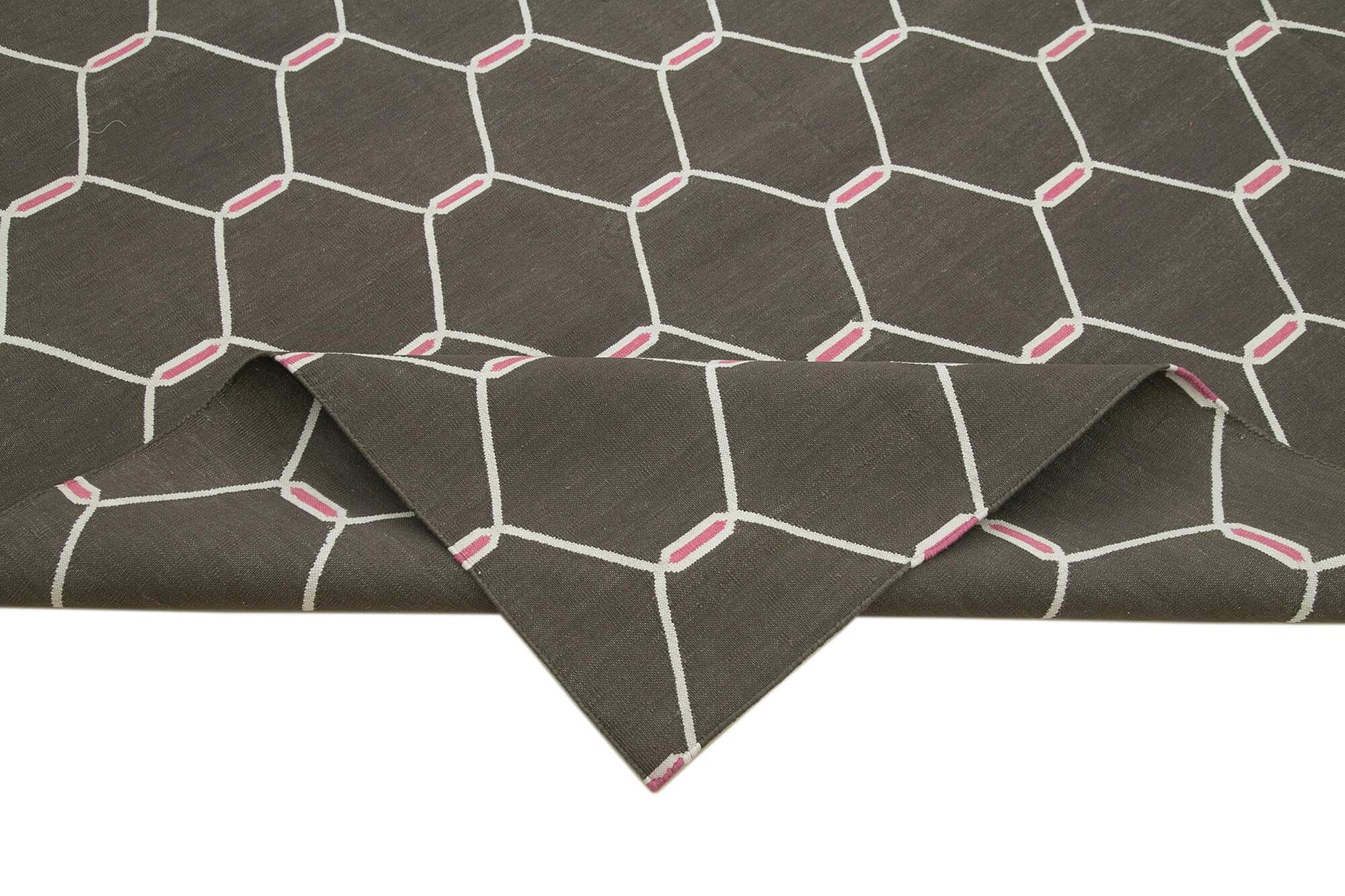 Geometric Duri Kahverengi Geometrik Pamuk Yün El Dokuma Halısı 278x354 Agacan