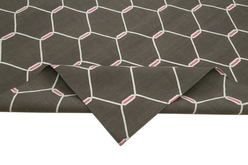 Geometric Duri Kahverengi Geometrik Pamuk Yün El Dokuma Halısı 278x354 Agacan
