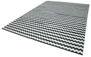 Geometric Duri Siyah Geometrik Pamuk Yün El Dokuma Halısı 270x360 Agacan