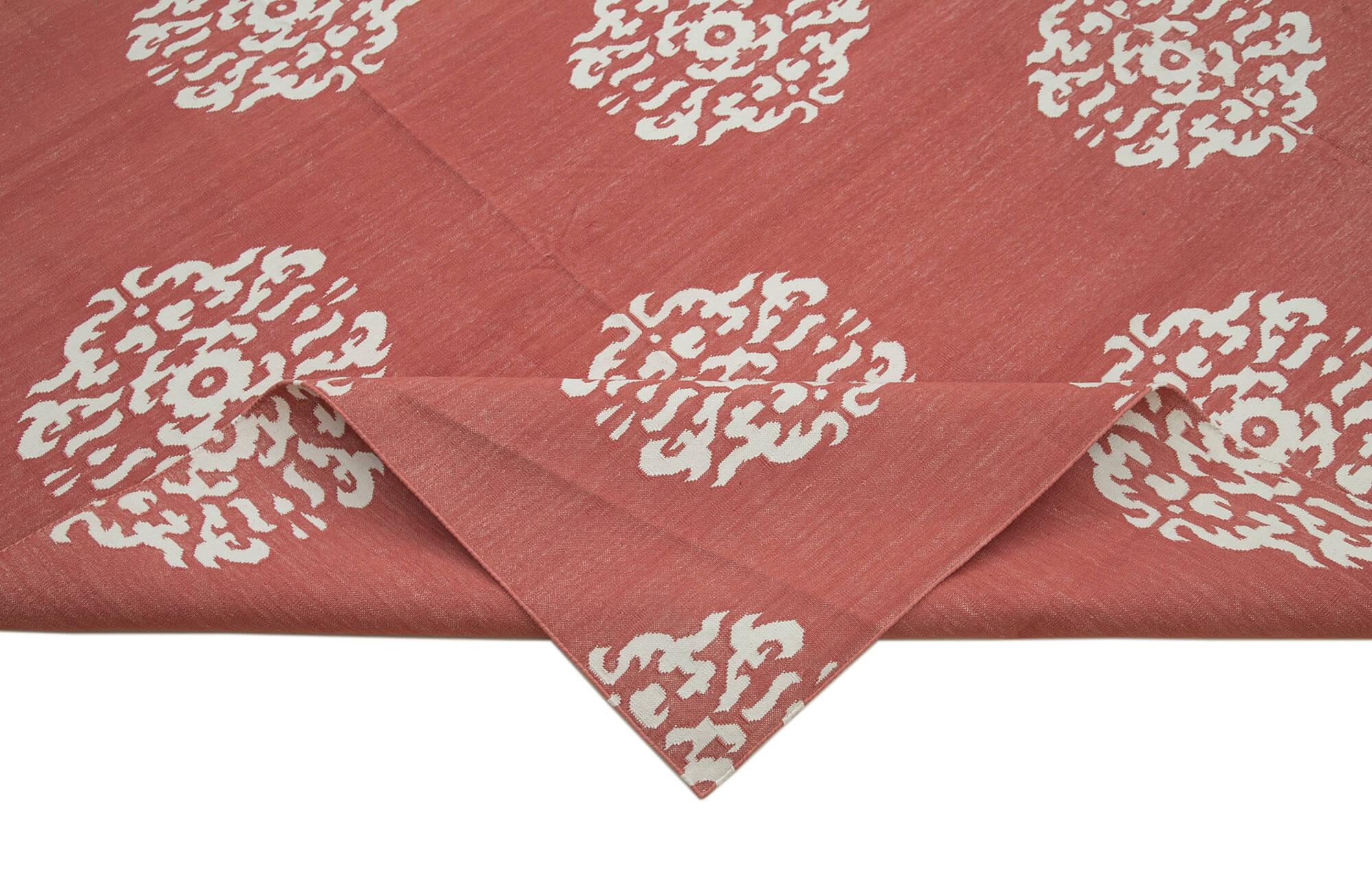 Geometric Duri Kırmızı Geometrik Pamuk Yün El Dokuma Halısı 270x361 Agacan