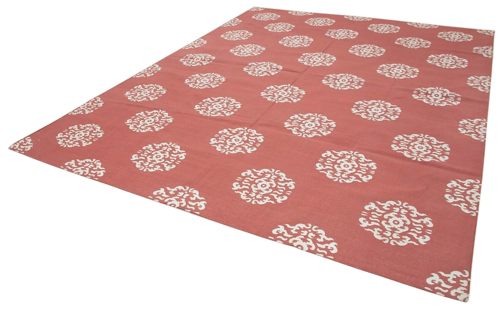 Geometric Duri Kırmızı Geometrik Pamuk Yün El Dokuma Halısı 278x353 Agacan