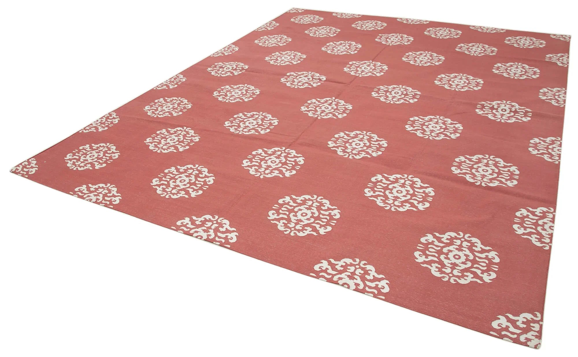 Geometric Duri Kırmızı Geometrik Pamuk Yün El Dokuma Halısı 278x353 Agacan
