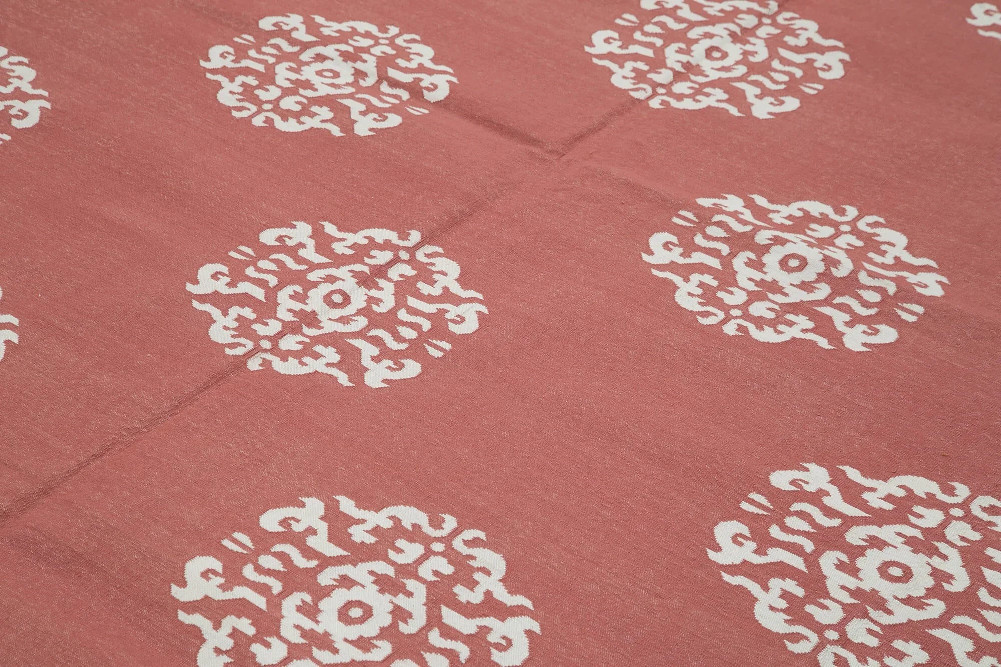 Geometric Duri Kırmızı Geometrik Pamuk Yün El Dokuma Halısı 278x353 Agacan
