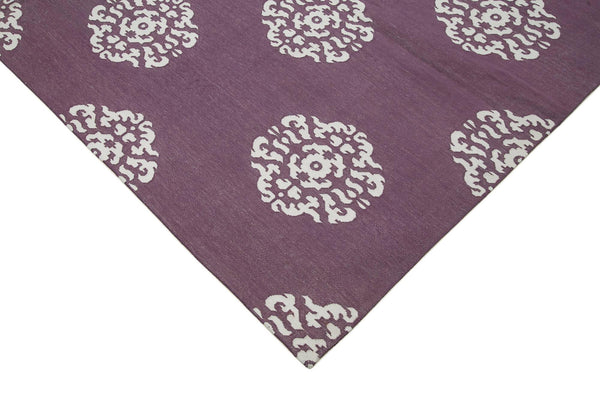Geometric Duri Mor Geometrik Pamuk Yün El Dokuma Halısı 278x361 Agacan