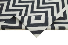 Geometric Duri Siyah Geometrik Pamuk Yün El Dokuma Halısı 286x366 Agacan