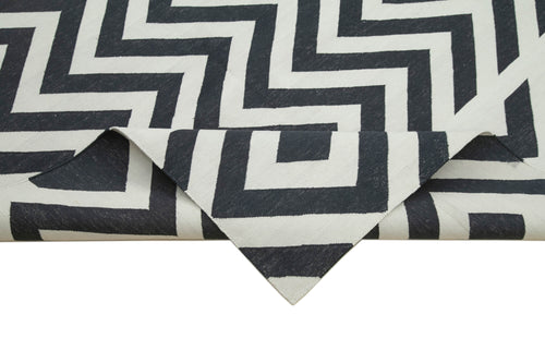 Geometric Duri Siyah Geometrik Pamuk Yün El Dokuma Halısı 286x366 Agacan