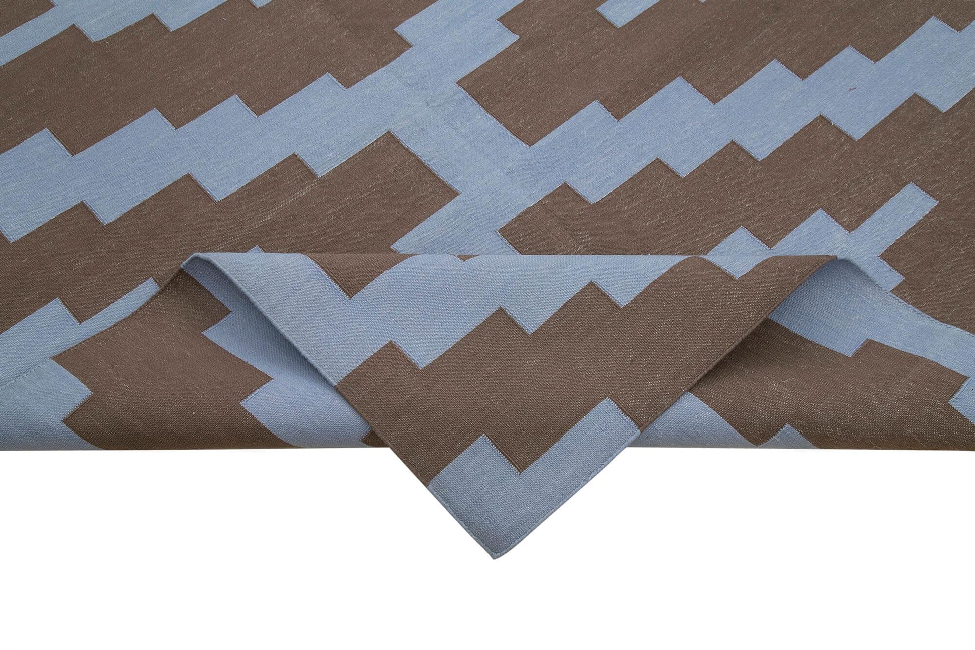 Geometric Duri Kahverengi Geometrik Pamuk Yün El Dokuma Halısı 277x363 Agacan