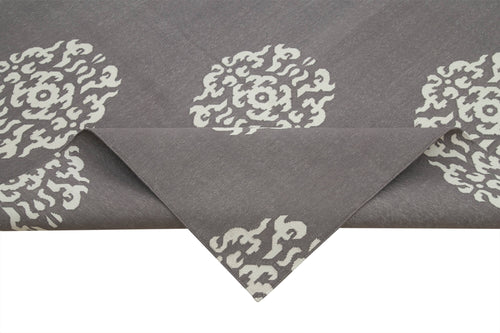 Geometric Duri Gri Geometrik Pamuk Yün El Dokuma Halısı 278x355 Agacan