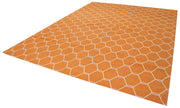Geometric Duri Turuncu Geometrik Pamuk Yün El Dokuma Halısı 273x362 Agacan