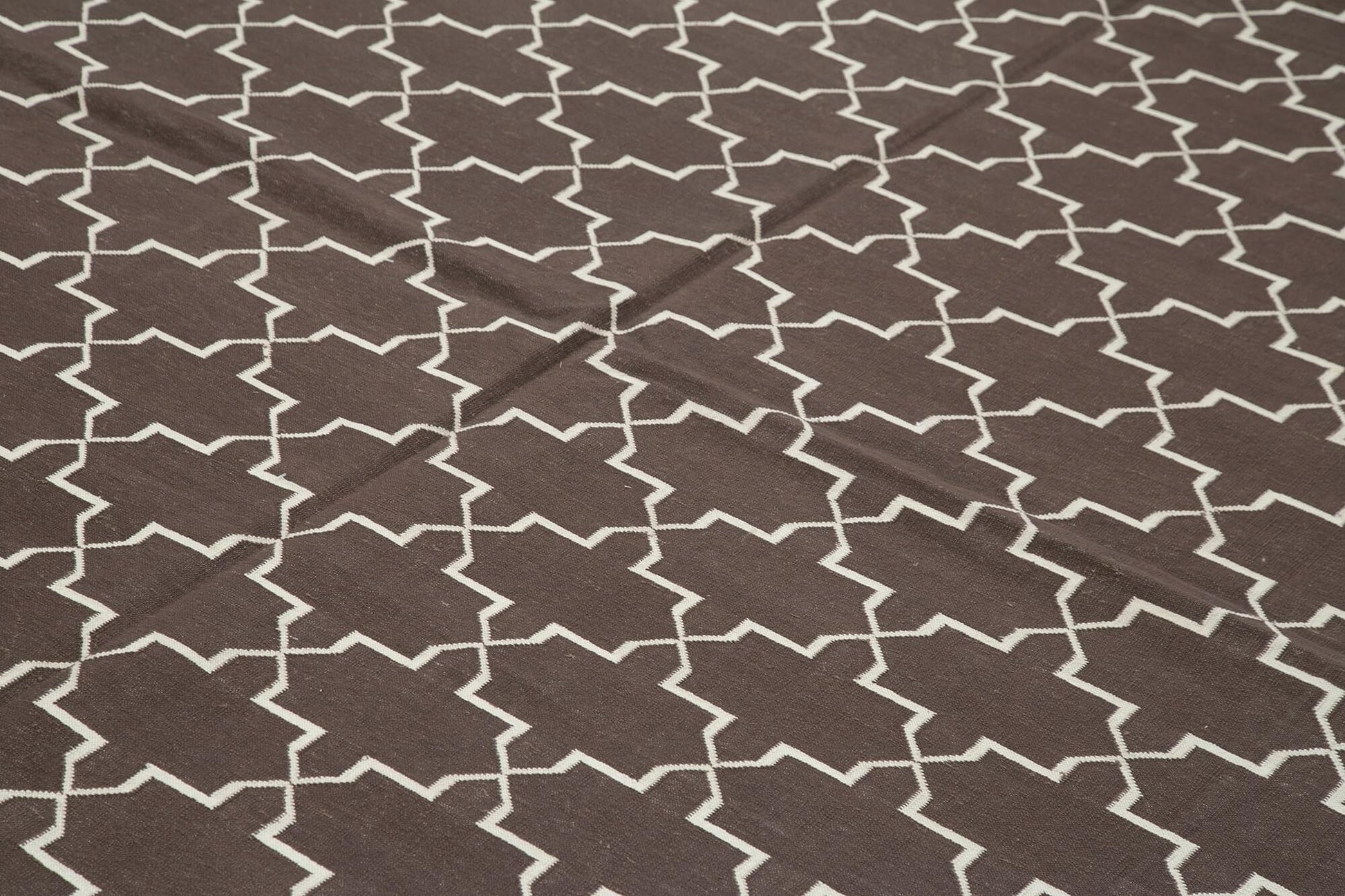 Geometric Duri Kahverengi Geometrik Pamuk Yün El Dokuma Halısı 285x362 Agacan