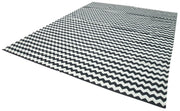 Geometric Duri Siyah Geometrik Pamuk Yün El Dokuma Halısı 273x356 Agacan